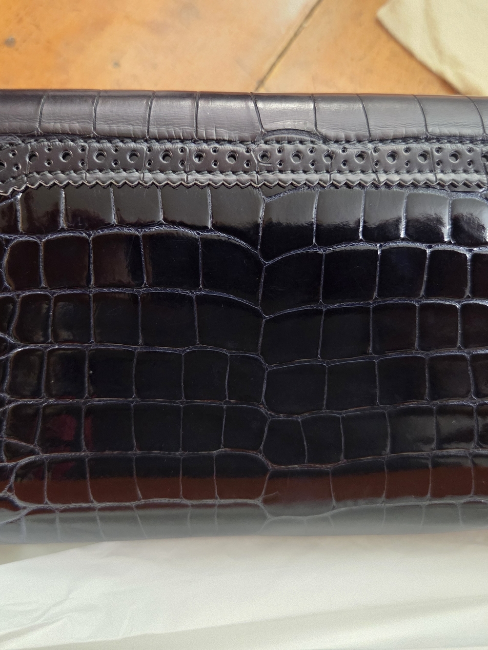 Hermes Black Crocodile Leather Clutch with Gold Hardware - Picture 8 of 8